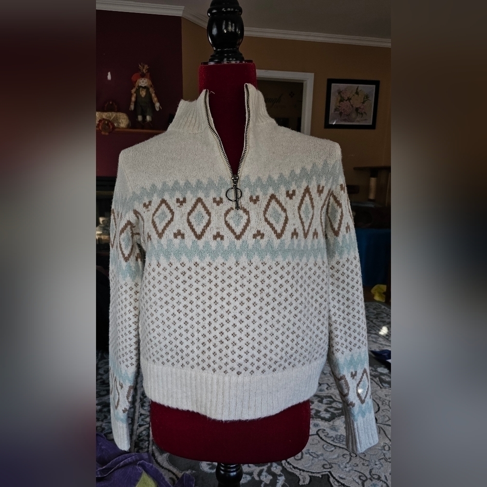 Pink Rose Soft Sweater 3/4 zippered Sz S